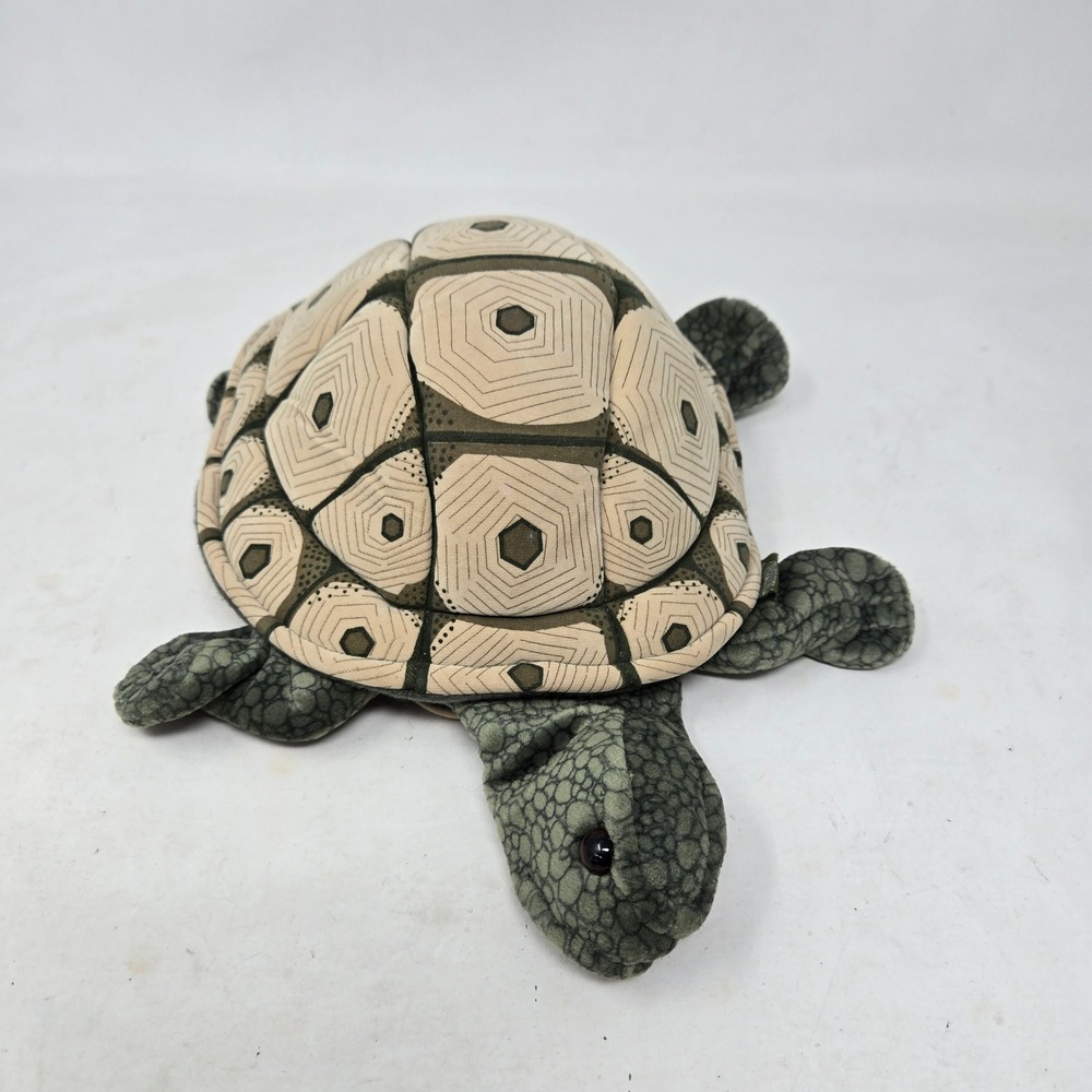 Folkmanis Tortoise Hand Puppet Plush Green Brown Realistic Turtle 2181